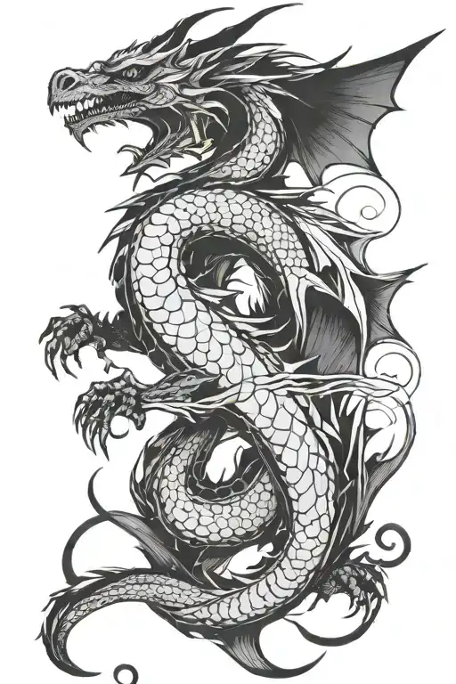 abstract minimalist dragon tattoo design idea
