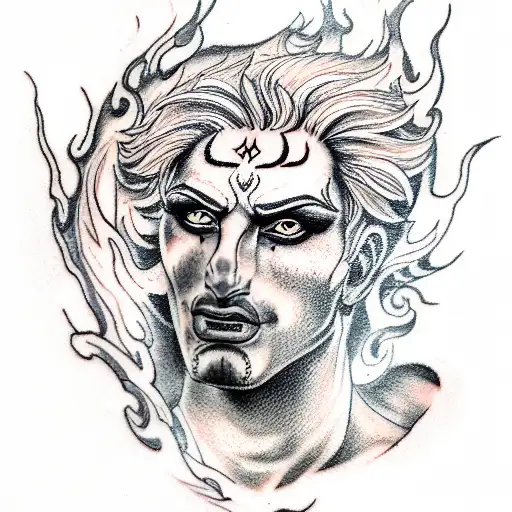 hell of the greek god hades with fire tattoo design idea