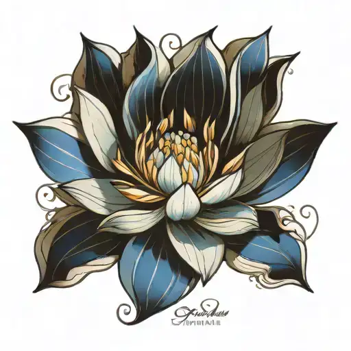 Blue lotus flower sacred geometry patterns inspired tattoo design idea