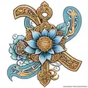 Blue lotus flower, Egyptian ankh cross, infinity symbol, merkeba  tattoo design idea
