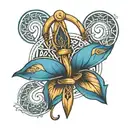 Blue lotus flower, Egyptian ankh cross, infinity symbol, merkeba  tattoo design idea