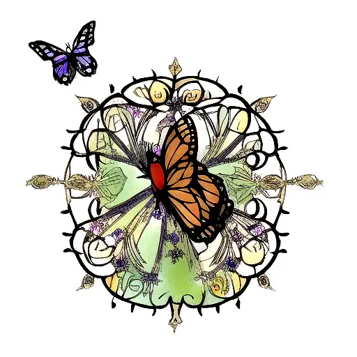 forbidden love monarch butterfly tattoo design idea