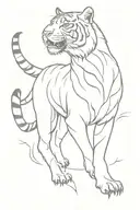 tiger walking, bird flying eagle tattoo design idea