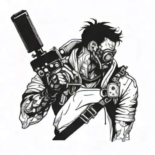 cyberpunk inspired surgeon operating tattoo design idea