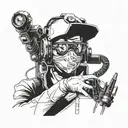 cyberpunk inspired surgeon operating tattoo design idea