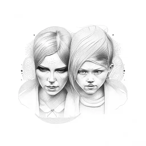 mother and daughter tattoo design idea