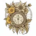 dandelion and sundial tattoo design idea