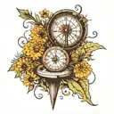 dandelion and sundial tattoo design idea