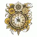 dandelion and sundial tattoo design idea