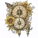 dandelion and sundial tattoo design idea