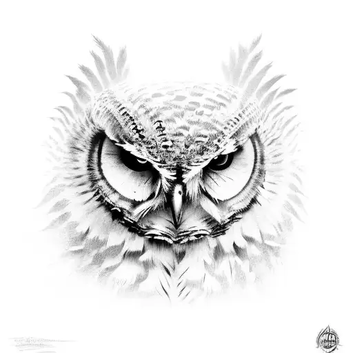 mean looking owl approaching prey tattoo design idea