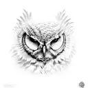 mean looking owl approaching prey tattoo design idea