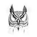 mean looking owl approaching prey tattoo design idea