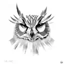 mean looking owl approaching prey tattoo design idea