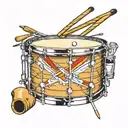 snare drum with crossed drum sticks tattoo design idea