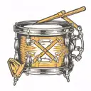 snare drum with crossed drum sticks tattoo design idea