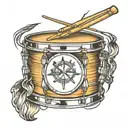 snare drum with crossed drum sticks tattoo design idea