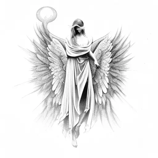 falling angel tattoo design idea