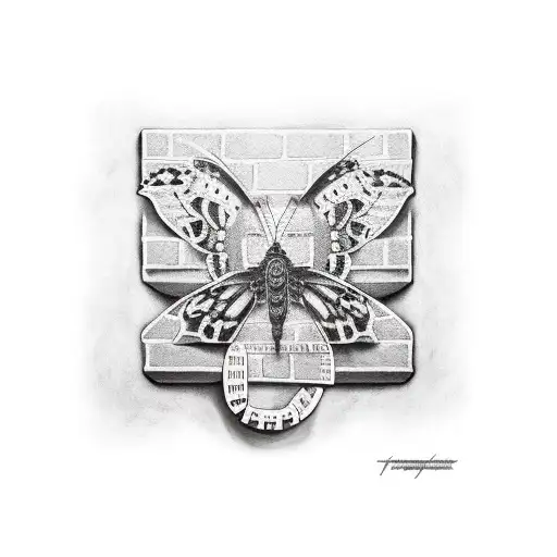 brick wall tattoo design idea