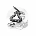 Snake on sword tattoo design idea