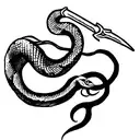 Snake on sword tattoo design idea