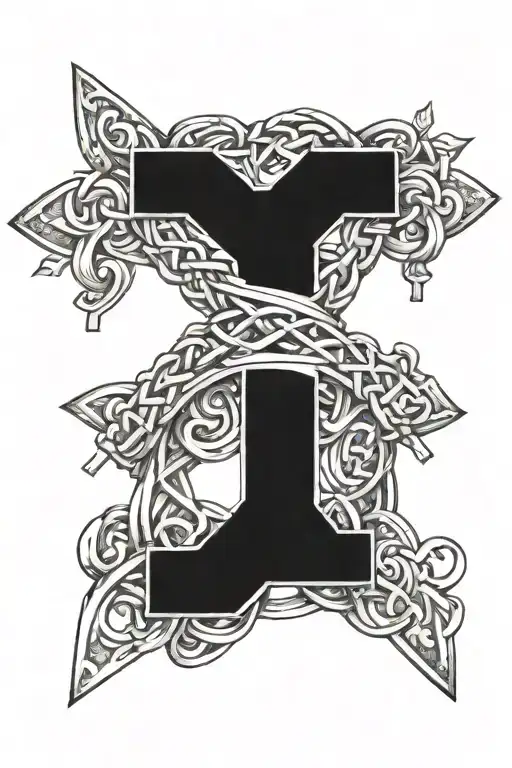 Cross with roman numerals intertwined tattoo design idea