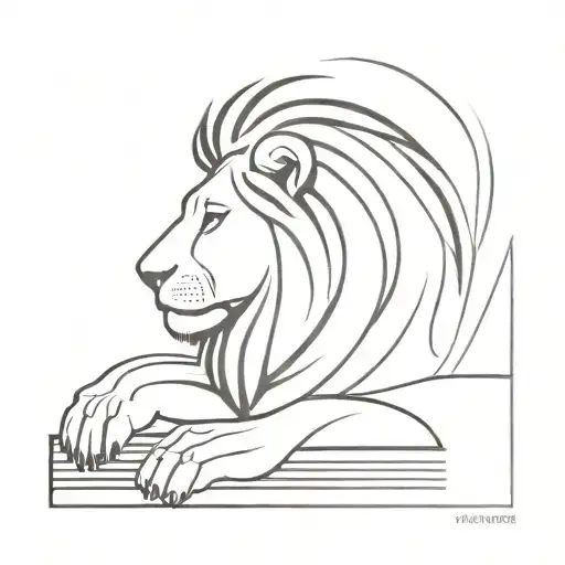 An abstract minimalist design combining a lion's mane with piano keys, representing a harmonious blend of passion and music tattoo design idea