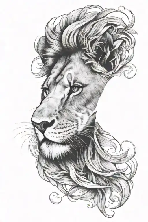 Lion face surrounded tattoo design idea