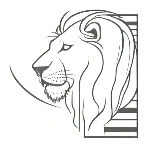 An abstract minimalist design combining a lion's mane with piano keys, representing a harmonious blend of passion and music tattoo design idea