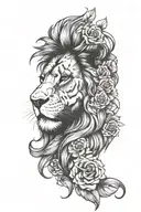 lion face with scar lion face with flower with shure sh55 tattoo design idea
