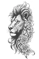 lion face with scar lion face with flower with shure sh55 tattoo design idea