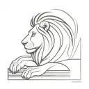 An abstract minimalist design combining a lion's mane with piano keys, representing a harmonious blend of passion and music tattoo design idea