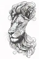 Lion face surrounded tattoo design idea