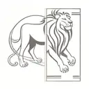 An abstract minimalist design combining a lion's mane with piano keys, representing a harmonious blend of passion and music tattoo design idea