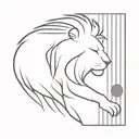 An abstract minimalist design combining a lion's mane with piano keys, representing a harmonious blend of passion and music tattoo design idea