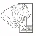 An abstract minimalist design combining a lion's mane with piano keys, representing a harmonious blend of passion and music tattoo design idea