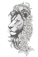 lion face with scar lion face with flower tattoo design idea