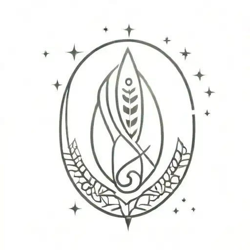 lithuanian themed tattoo with baltic symbols and patterns, pagan motifs, but feminine tattoo design idea
