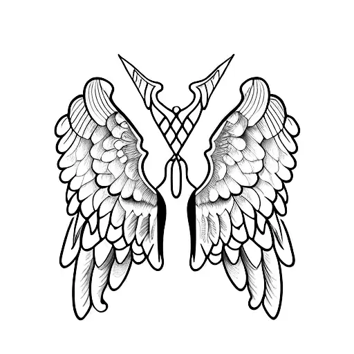 A minimalist tattoo of a eyebrow pencil with wings tattoo design idea