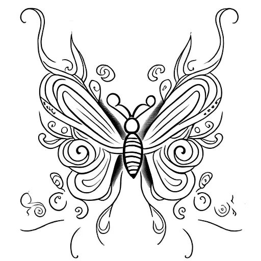 A minimalist tattoo of a butterfly with flames on its wings tattoo design idea