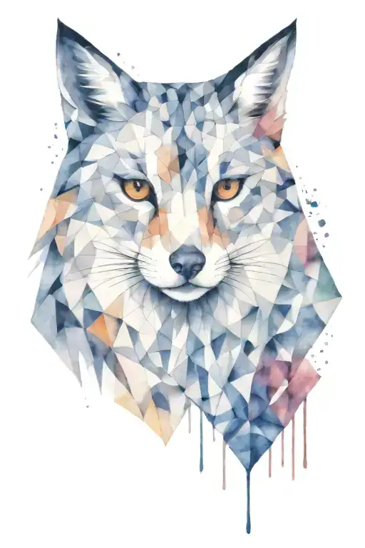 in geometric shape, a lyon's head, an owl's head and a fox's head tattoo design idea