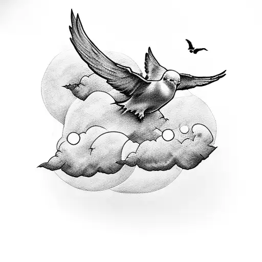 Stairway into clouds with doves  tattoo design idea