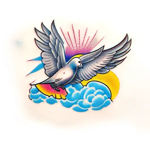 dove and clouds tattoo