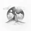Stairway into clouds with doves  tattoo design idea