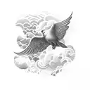 Stairway into clouds with doves  tattoo design idea