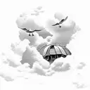 clouds in the sky with doves and stairway tattoo design idea