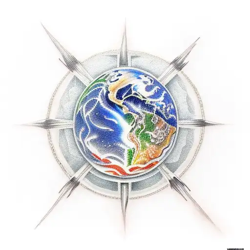 water, earth, wind, and fire tattoo design idea