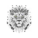 lion with cheetah merged together with one light brown and a dark brown eye, a clock with the time 8:15 tattoo design idea
