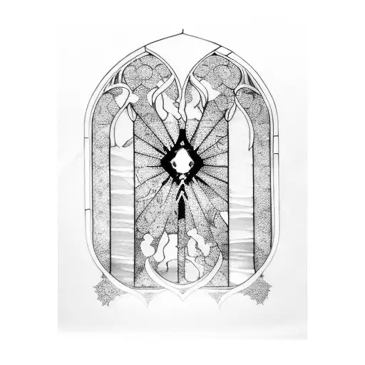 gothic stain glass window  tattoo design idea