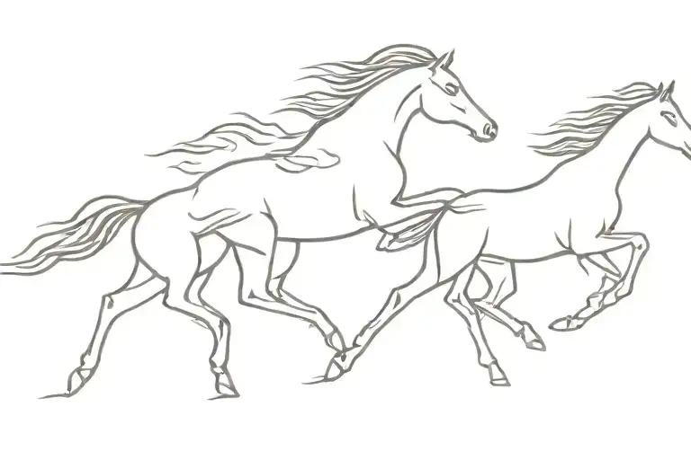 3 horses running freely tattoo design idea
